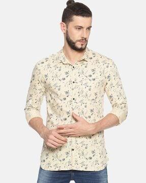 floral print  full sleeves slim fit shirt