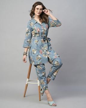 floral print 2-piece suit set