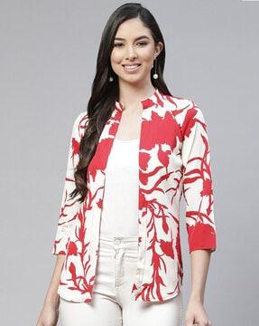 floral print 3/4th shrug