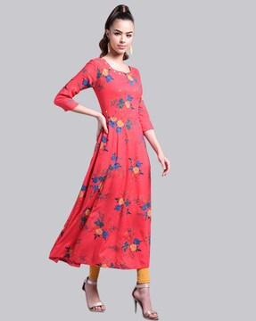 floral print 3/4th sleeves kurta