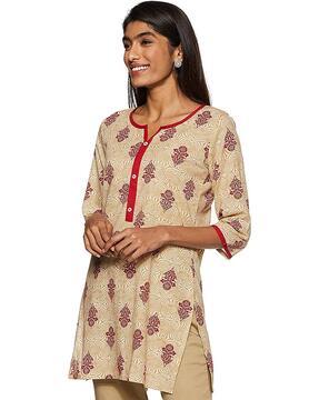 floral print 3/4th sleeves kurti