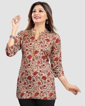 floral print a-line  tunic