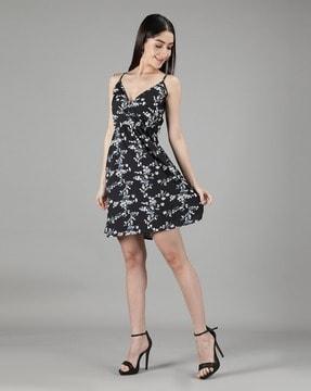 floral print a-line dress with adjustable strap