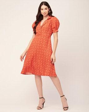 floral print a-line dress with insert pocket