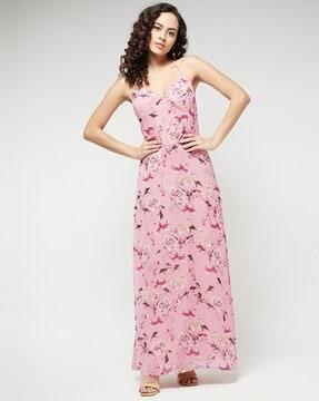 floral print a-line dress with shoulder straps