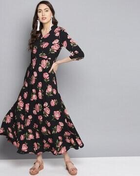 floral print a-line dress