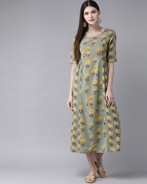 floral print a-line dress