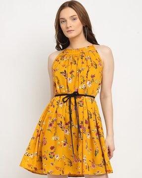 floral print a-line dress