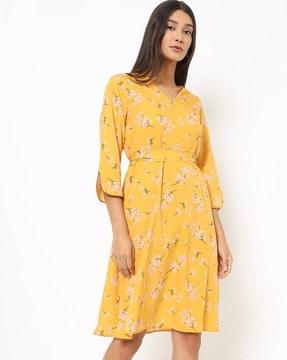 floral print a-line dress