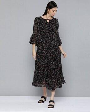 floral print a-line dress