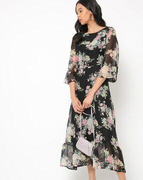 floral print a-line dress