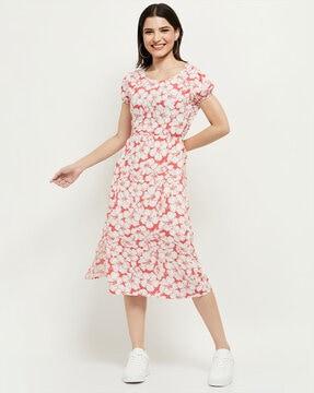 floral print a-line dress