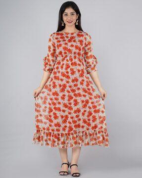 floral print a-line dress