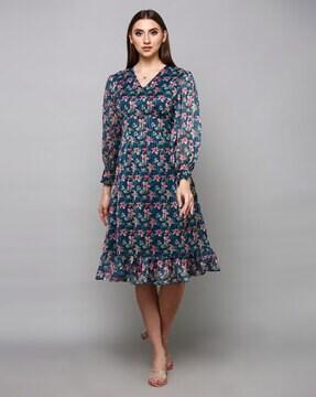 floral print a-line dress