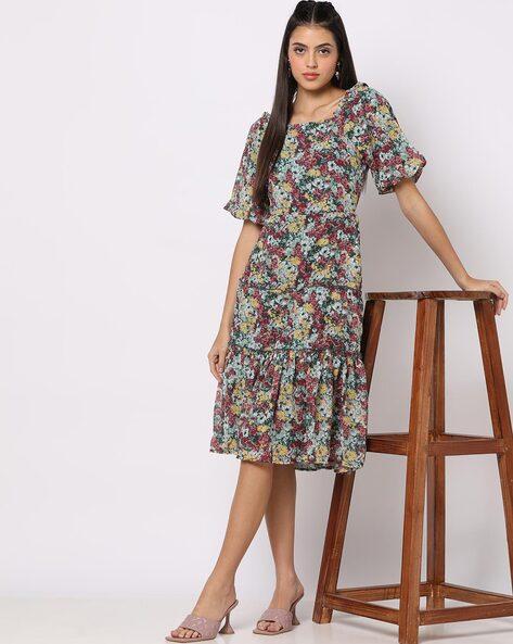 floral print a-line dress