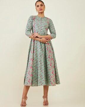 floral print a-line dress