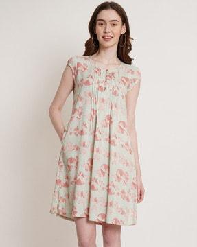 floral print a-line dress