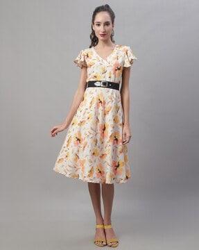 floral print a-line dress