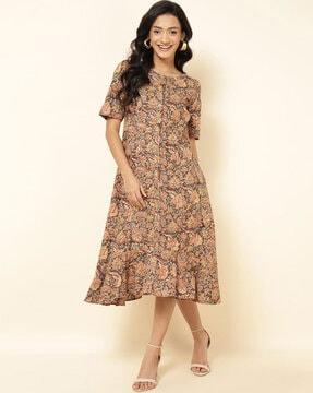 floral print a-line dress