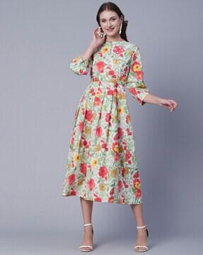 floral print a-line dress