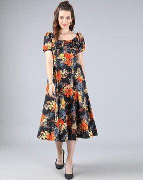 floral print a-line dress