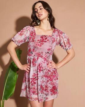 floral print a-line dress