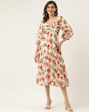 floral print a-line dress