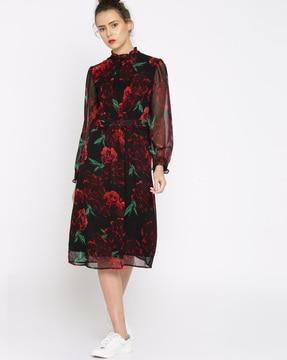 floral print a-line dress