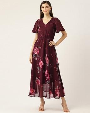 floral print a-line dress