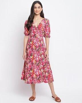 floral print a-line dress