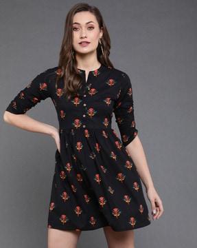 floral print a-line dress