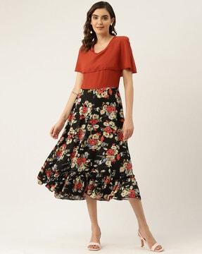 floral print a-line dress