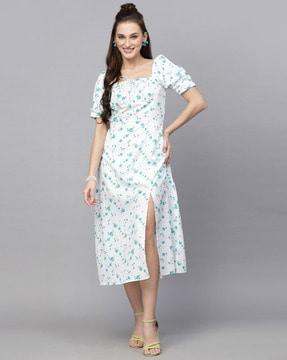 floral print a-line dress