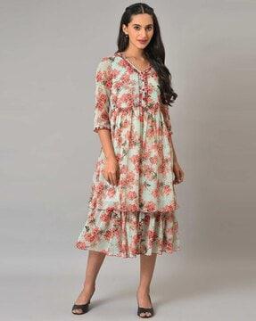 floral print a-line dress