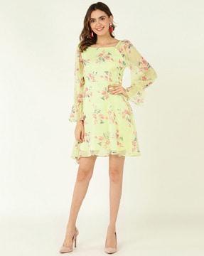 floral print a-line dress