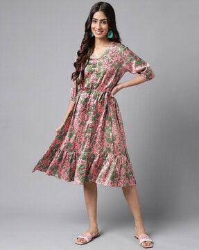 floral print a-line dress