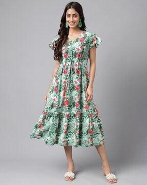 floral print a-line dress