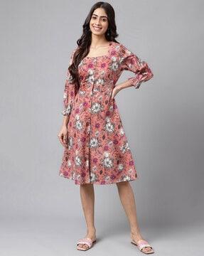 floral print a-line dress