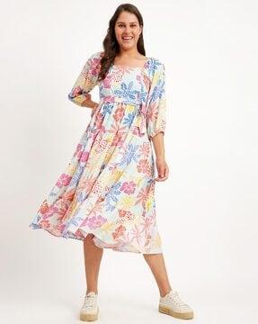 floral print a-line dress