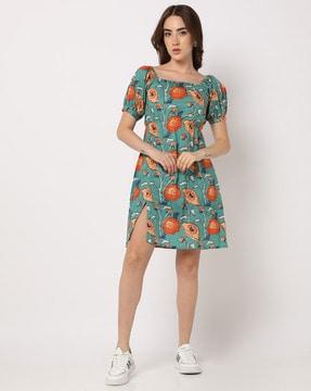 floral print a-line dress