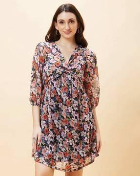 floral print a-line dress