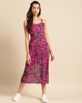 floral print a-line dress