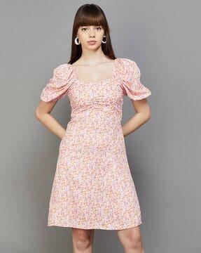 floral print a-line dress