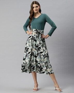 floral print a-line dress