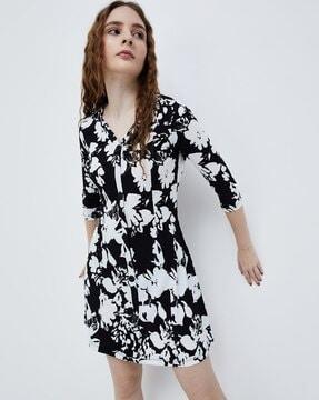 floral print a-line dress