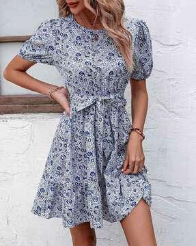 floral print a-line dress