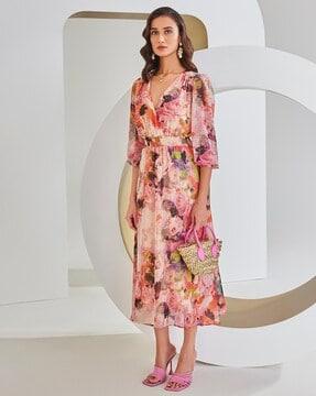 floral print a-line dress