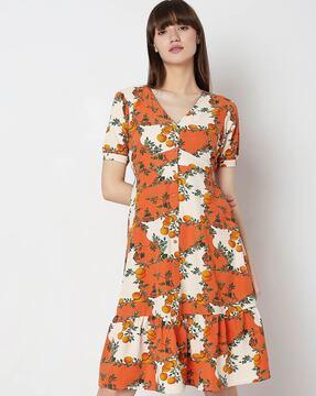 floral print a-line dress