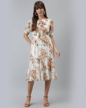 floral print a-line dress