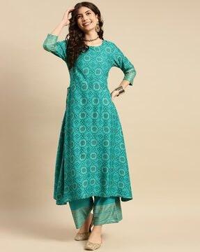 floral print a-line kurta & palazzos set